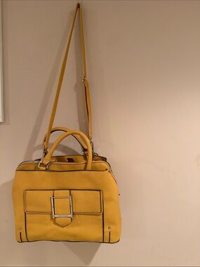 Steve Madden Yellow Structured Satchel with Buckle Detail